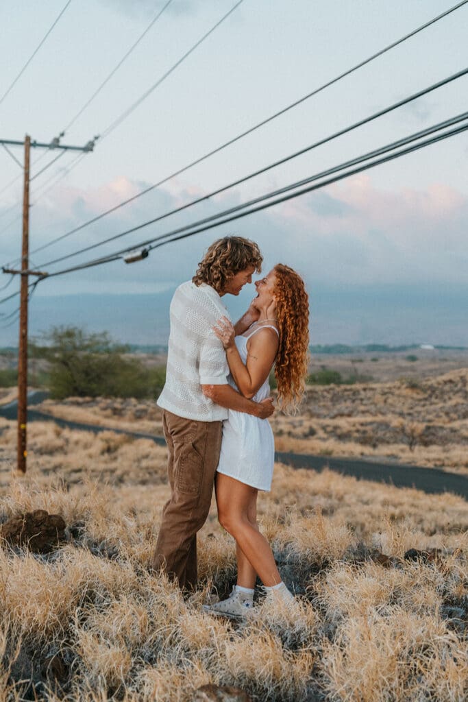 Couple Kissing On The Big Island At Sunset