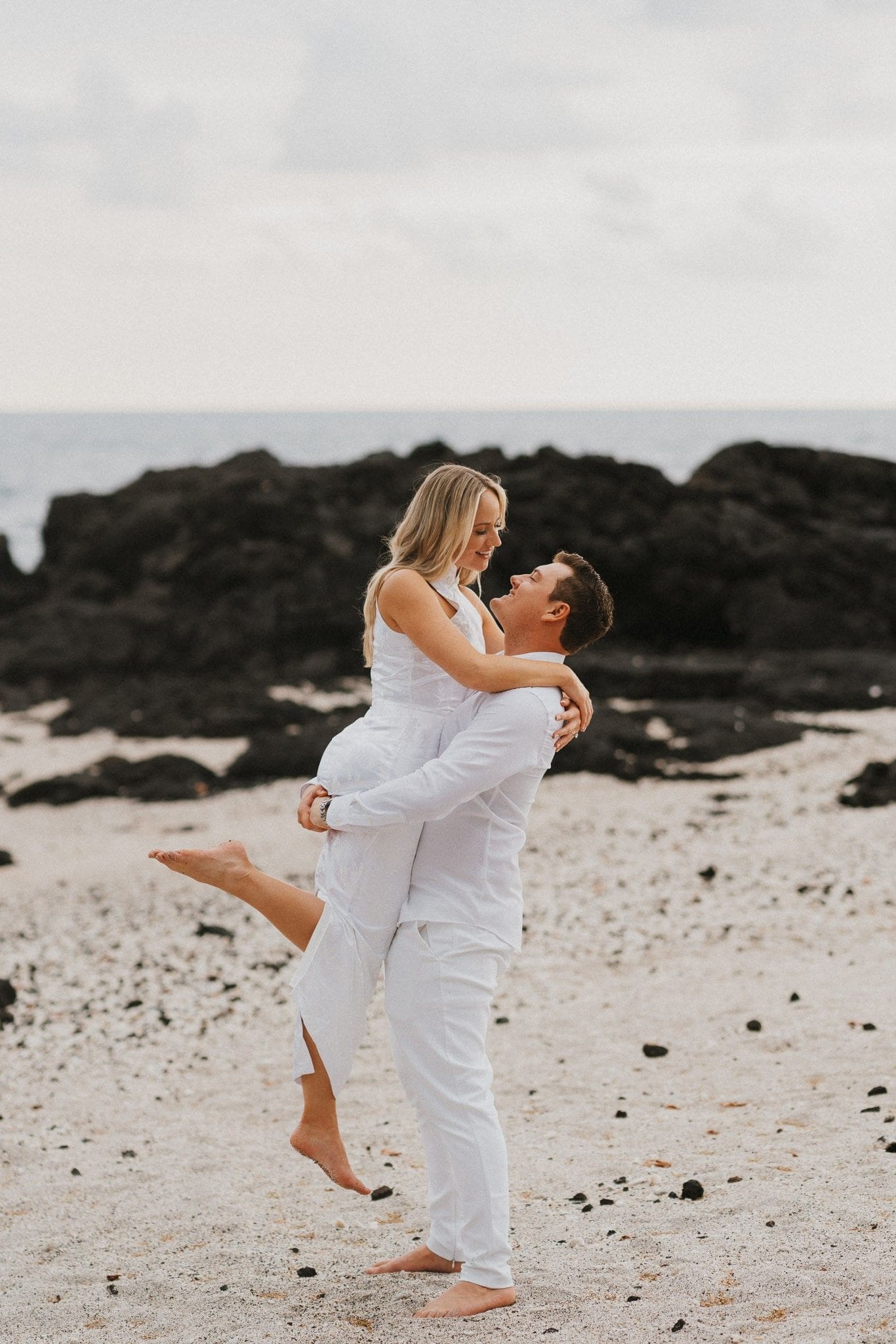 Couple at their engagement shoot in Hawaii.