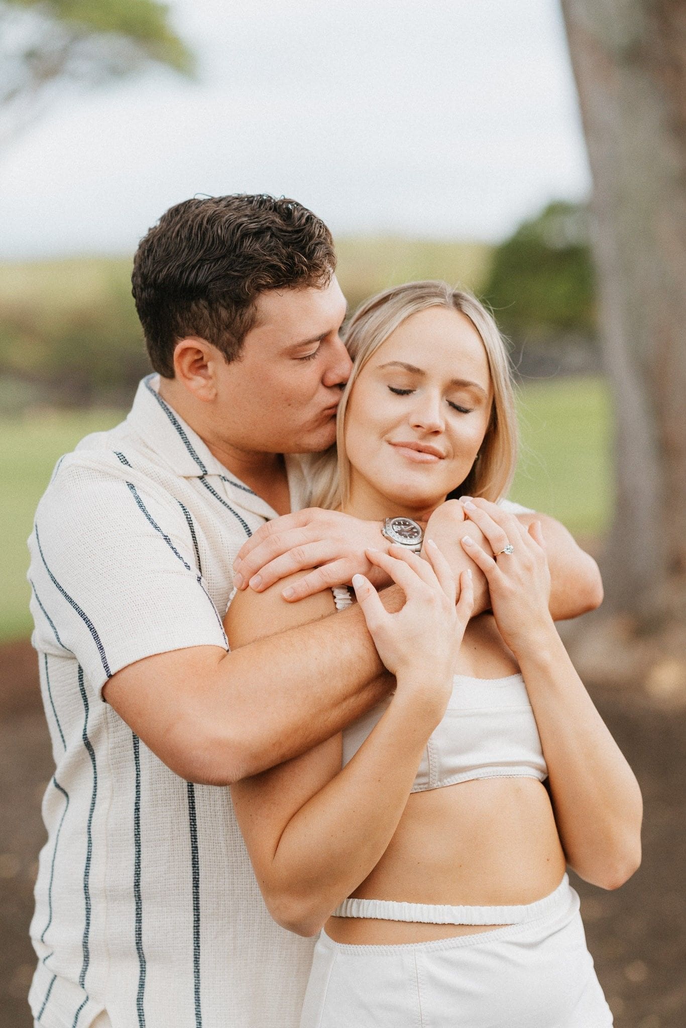 Couple at their engagement shoot in Hawaii.